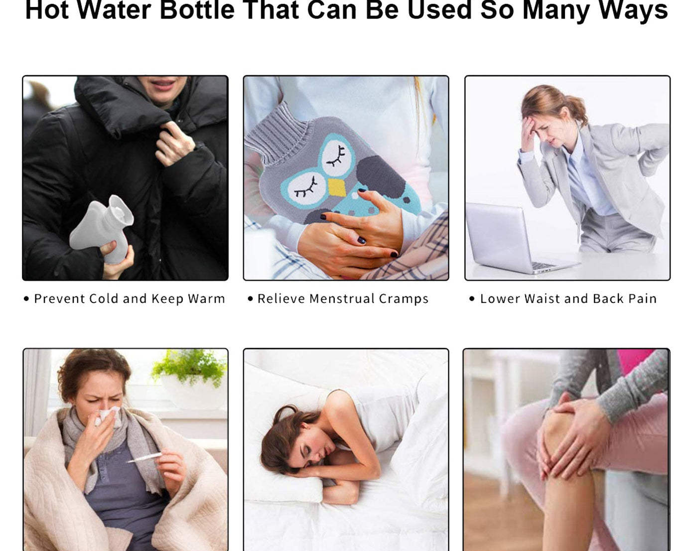 Green Kitty hot water bag with cover, suitable for neck, shoulder, hand, and feet warmth