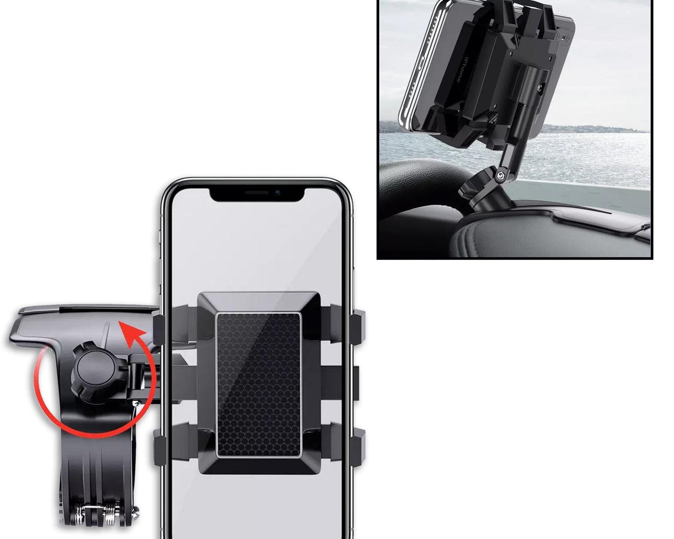 Car Mobile Phone Holder Mount Stand with 360 Degree. Stable One Hand Operational Compatible with Car Dashboard.