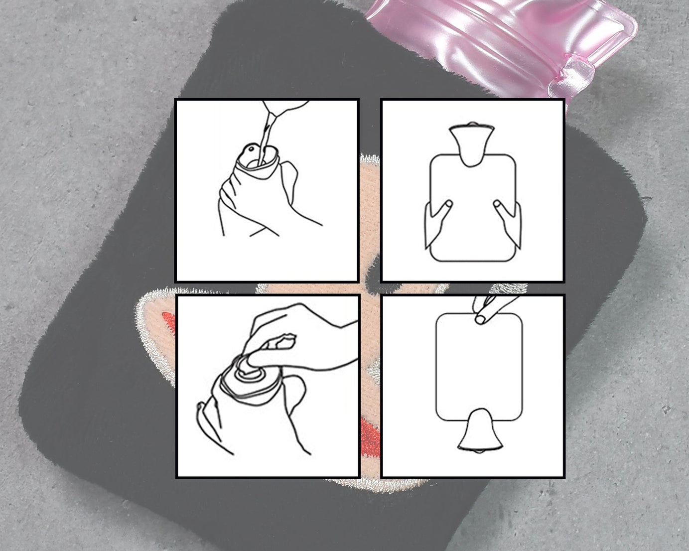 6522 Black Monkey small Hot Water Bag with Cover for Pain Relief, Neck, Shoulder Pain and Hand, Feet Warmer, Menstrual Cramps.