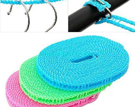 Nylon clothesline rope with hooks for hanging clothes