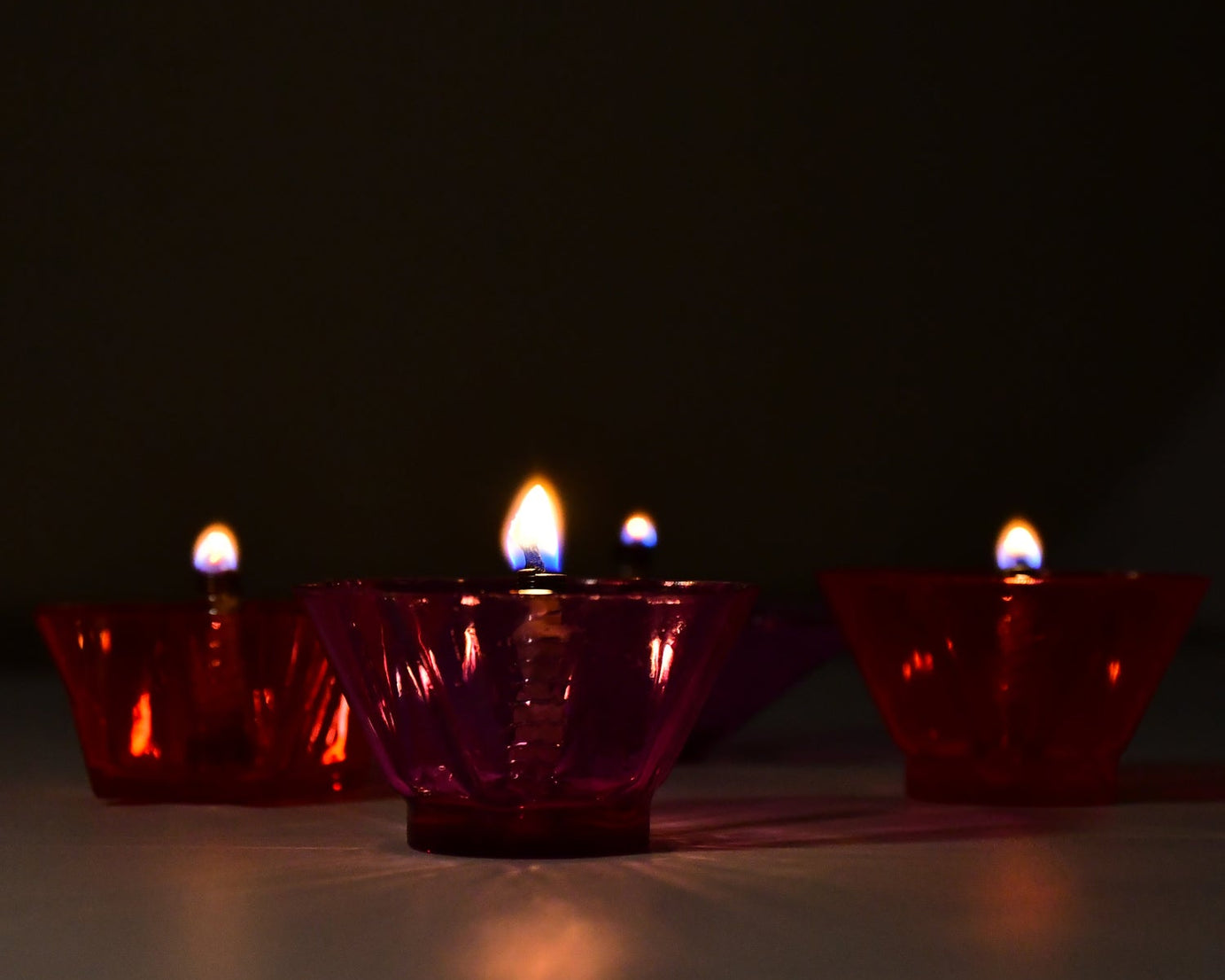 Diya cup set with magical reflection, includes 12 pieces