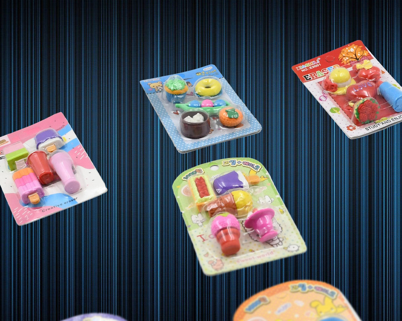 Mix Design 1Set Fancy & Stylish Colorful Erasers for Children Different Designs & Mix, Eraser Set for Return Gift, Birthday Party, School Prize (1Set)