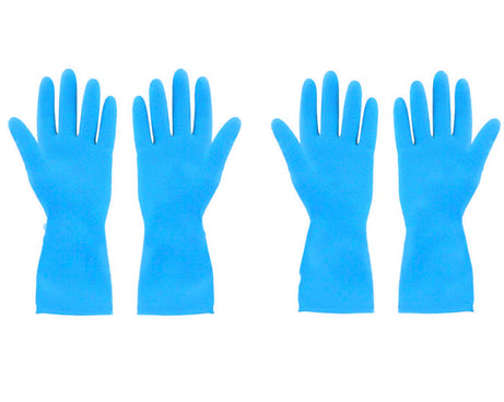 2 Pair Large Blue Gloves For Different Types Of Purposes Like Washing Utensils, Gardening And Cleaning Toilet Etc.