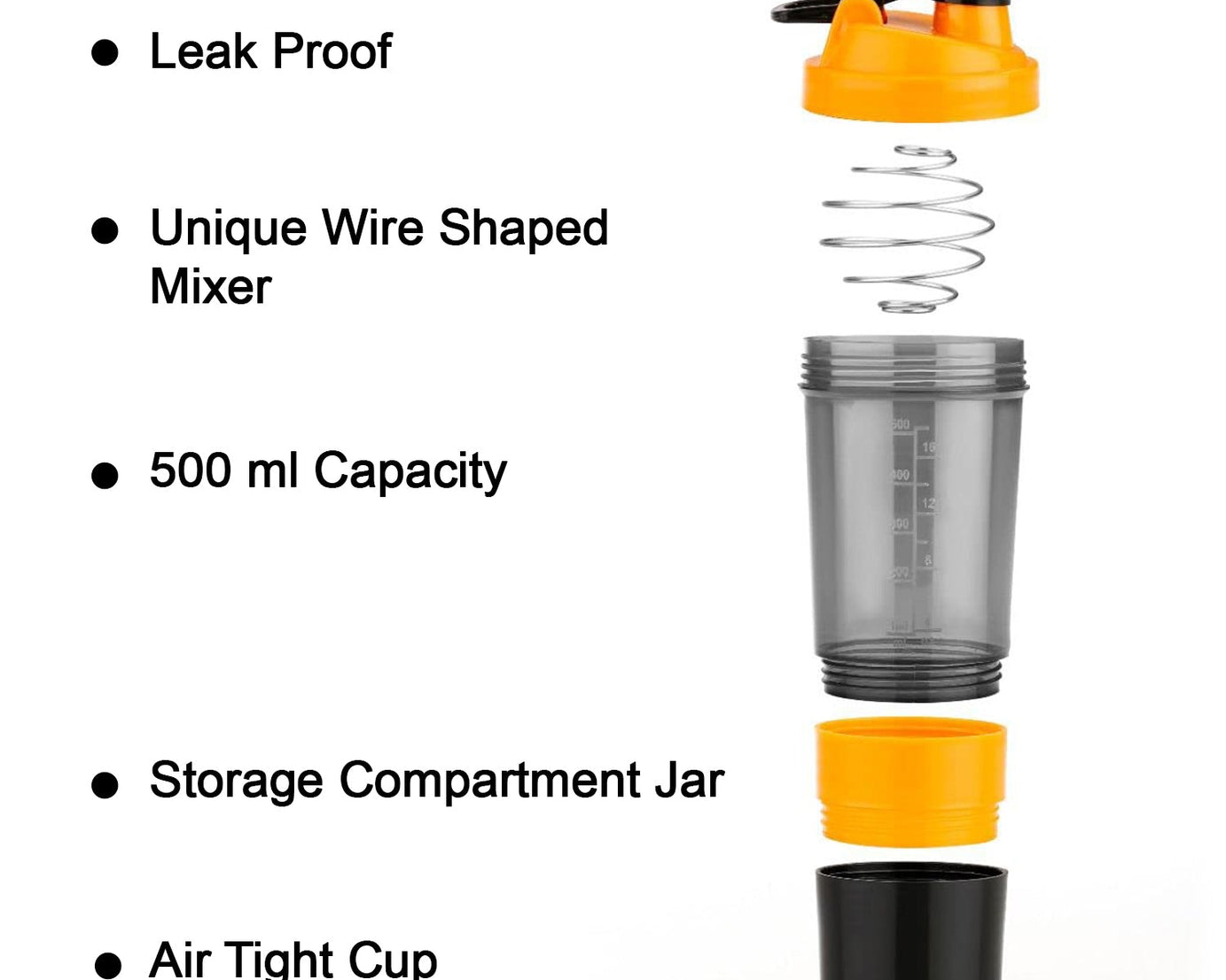 Shaker bottle with mixing ball for protein shakes