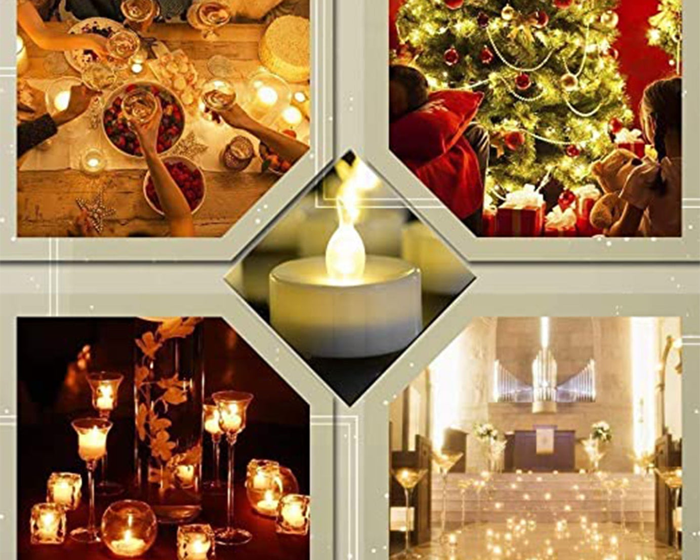 Set of 8 flameless tealight candles with box