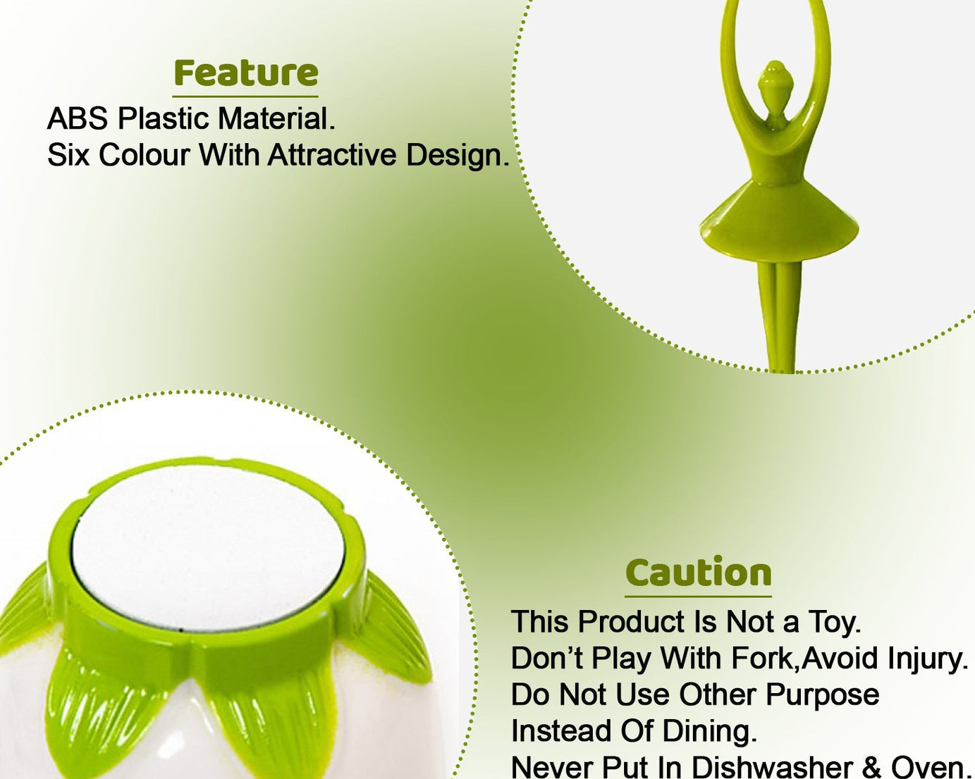 Set of 6 fruit forks with a decorative dancing doll holder