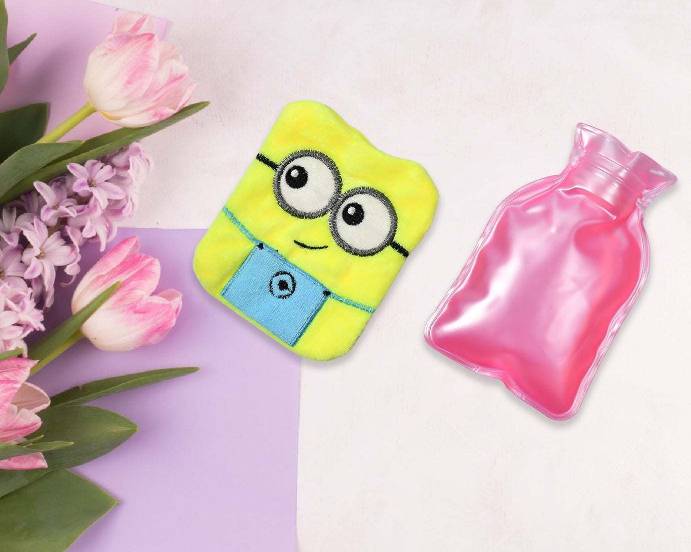 Hot water bag with Minions design, suitable for cramps and hand warmer