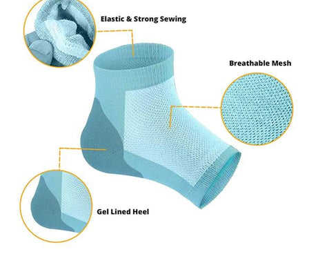 Multicolor gel heel socks for all-day comfort.