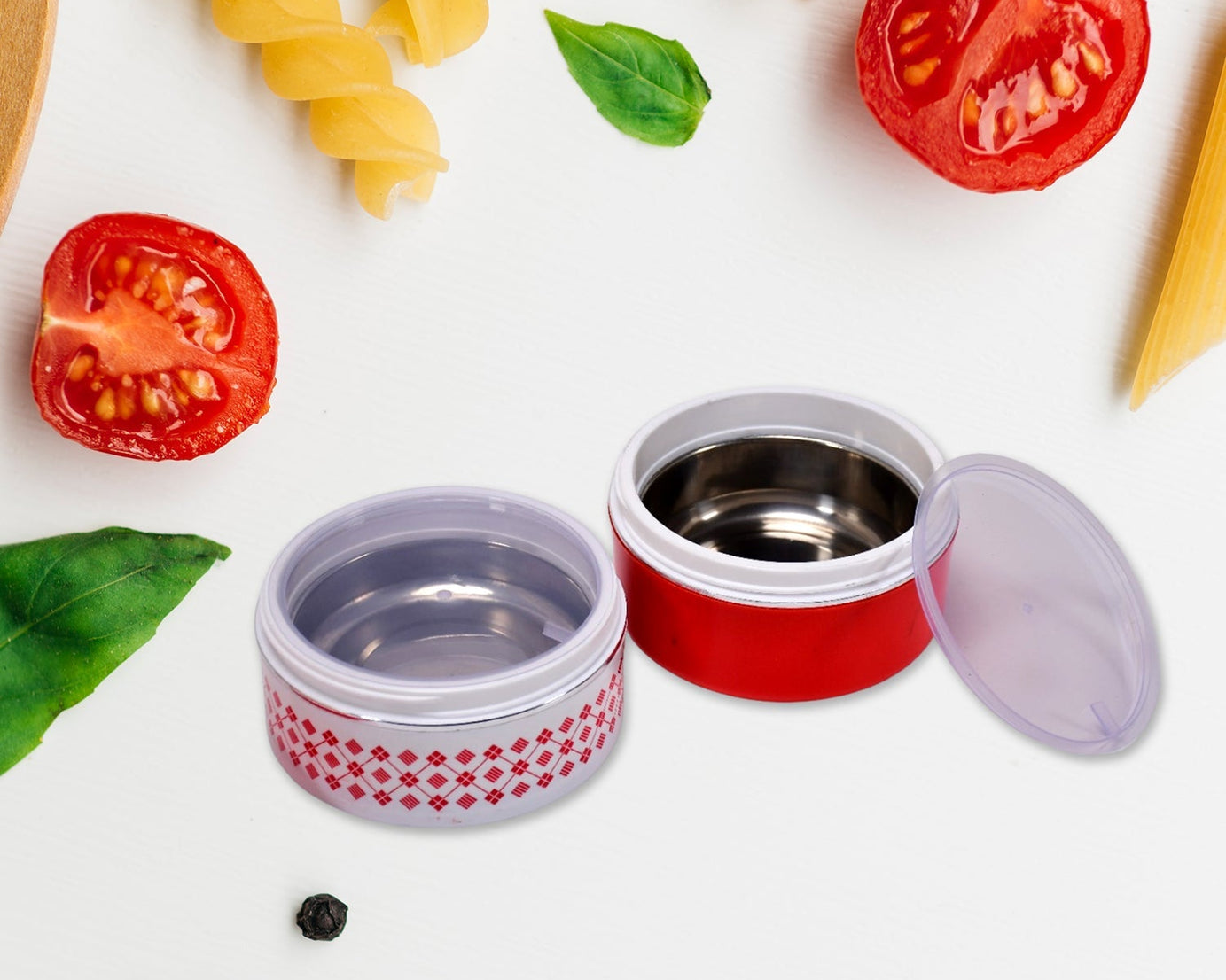 Blue insulated lunch box with 2 tiers.