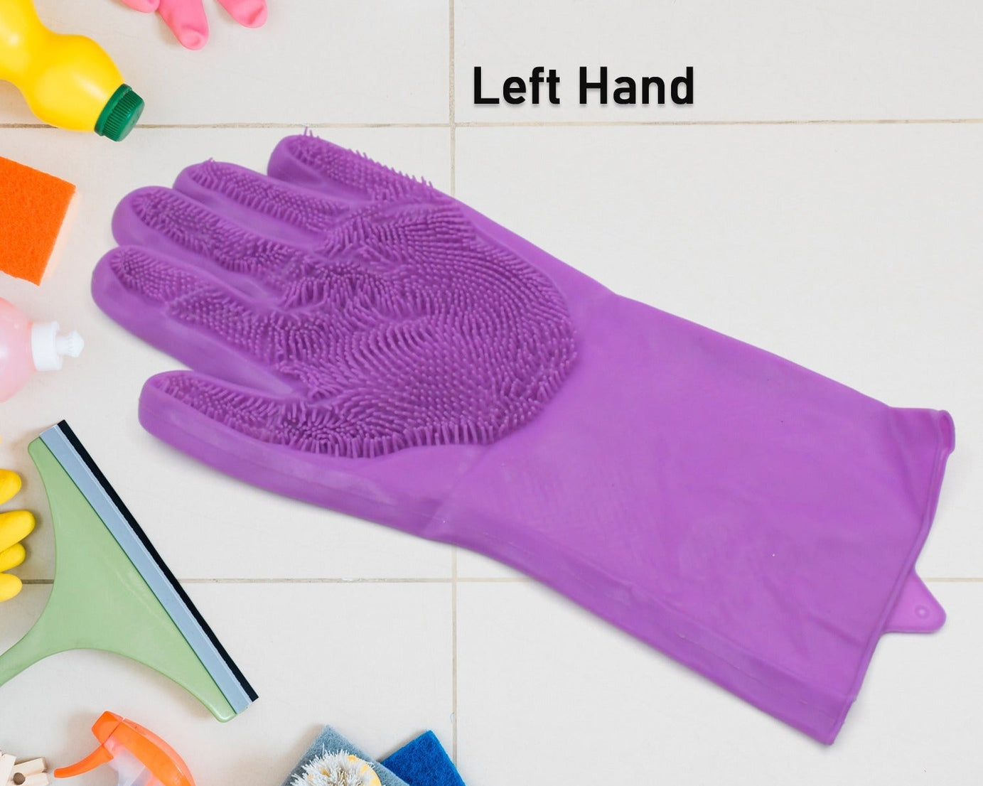 Single Left-Handed Silicone Dishwashing Glove: Scrubber, Reusable, Kitchen Cleaning