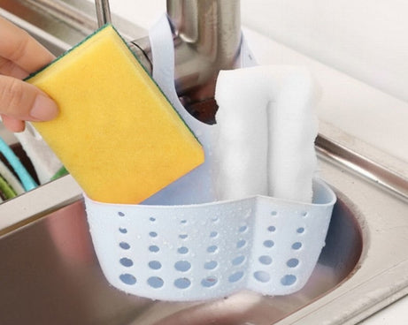 Space-saving drainage basket for kitchen sinks, adjustable and easy to install.
