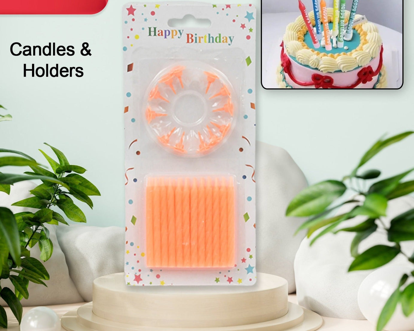Set of birthday candles, pack of 24 pieces.