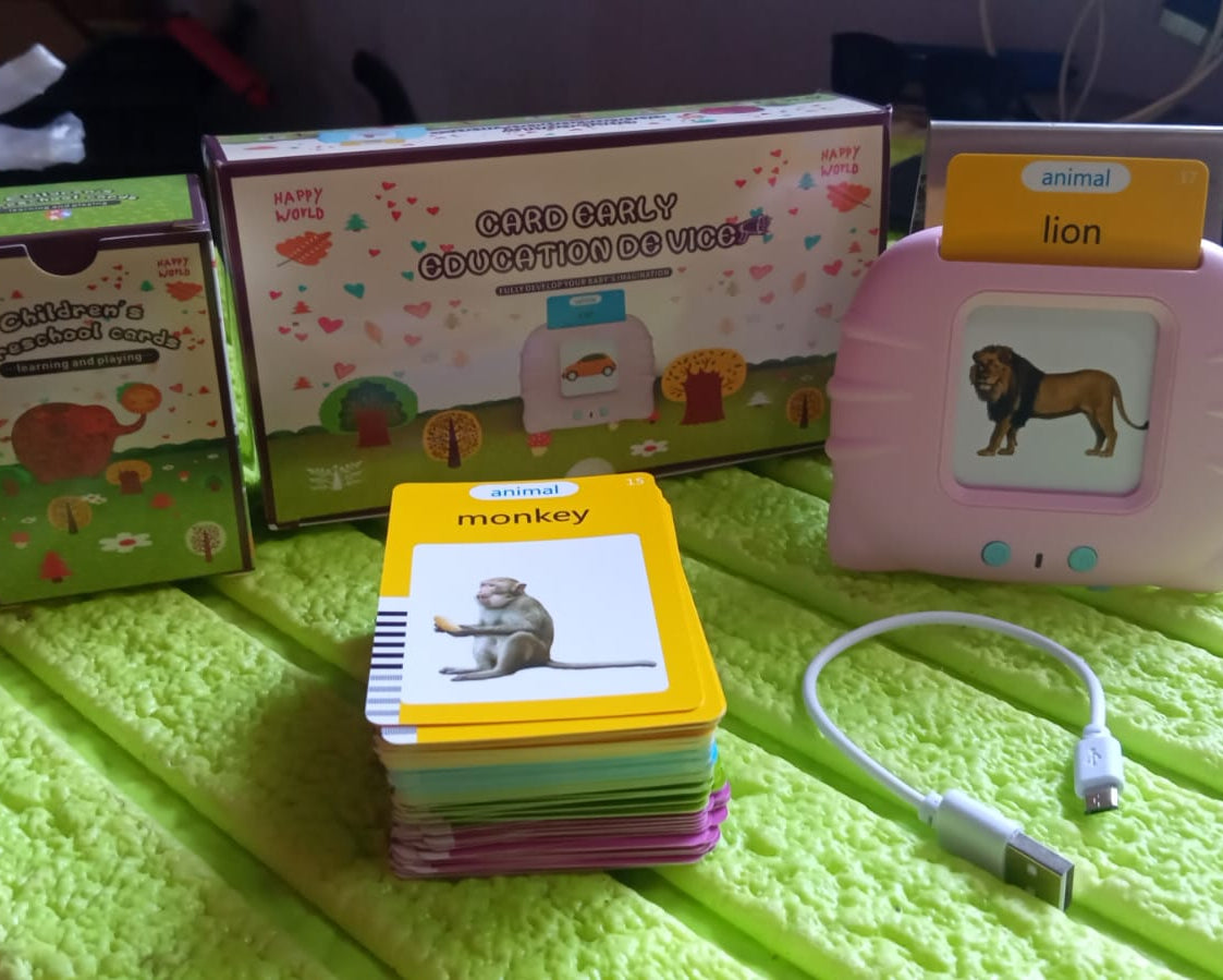 Preschool Learning Toys Flash Cards for Small Kids Educational Toys English Words Learning Machine for Kids with 224 Words, Birthday Gift for Kids Intelligent Electric Kids Language Card (1 Set)