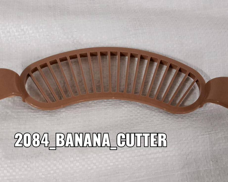 Handy plastic banana cutter with comfortable handle.
