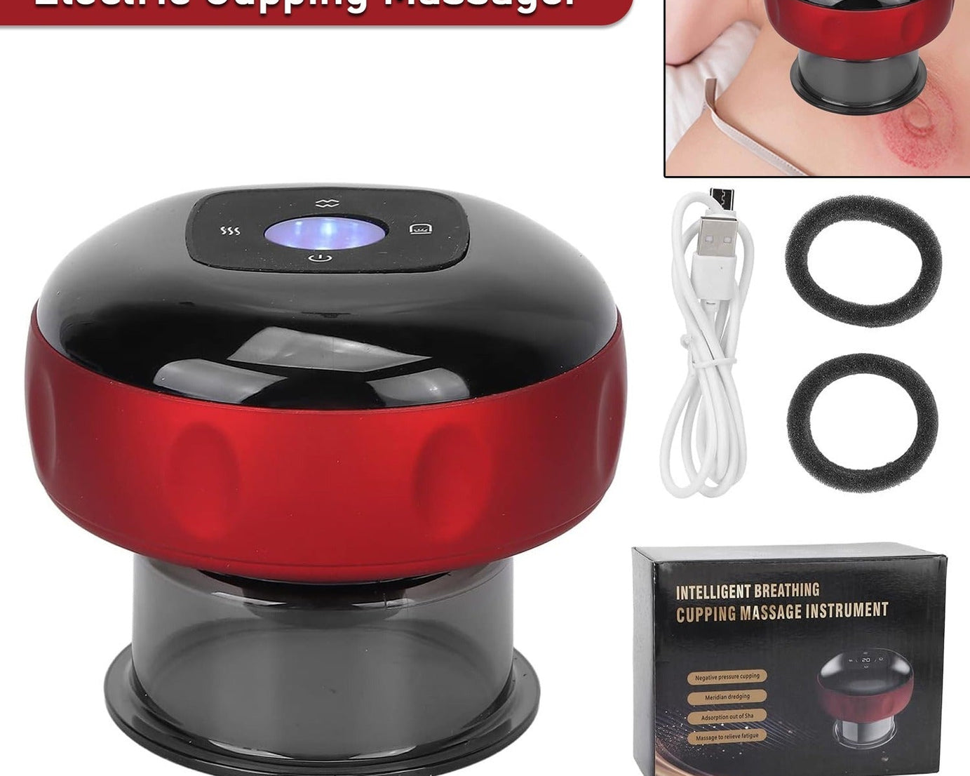 12625 Electric Intelligent Breathing Cupping Massage Instrument The Smart Cupping Therapy Set's Massager for Muscle and Joint Pain Cellulite Massage Back Pain Relief for Back Shoulder Leg (1 Pc)