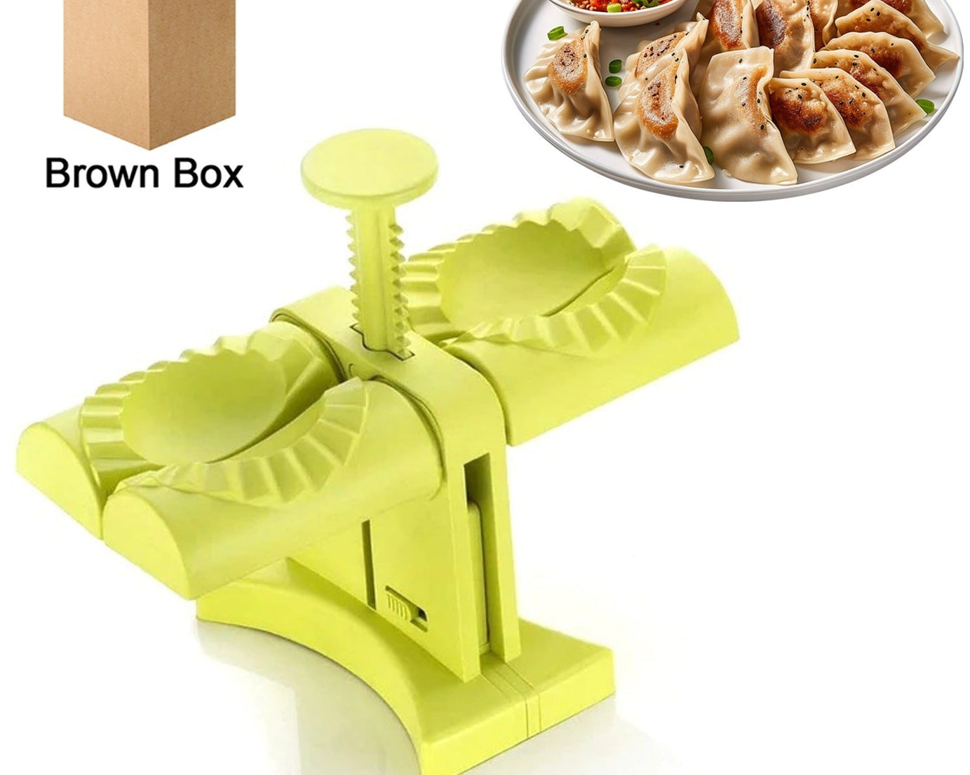 DUMPLING MAKER MOLD,DOUBLE HEAD DUMPLING MOLD WRAP TWO AT A ONE TIME,HOUSEHOLD DUMPLING MAKER MOULD,EASY-TOOL FOR MAKING DUMPLINGS,DUMPLING PRESS MOLD KITCHEN ACCESSORIES (Brown Box)