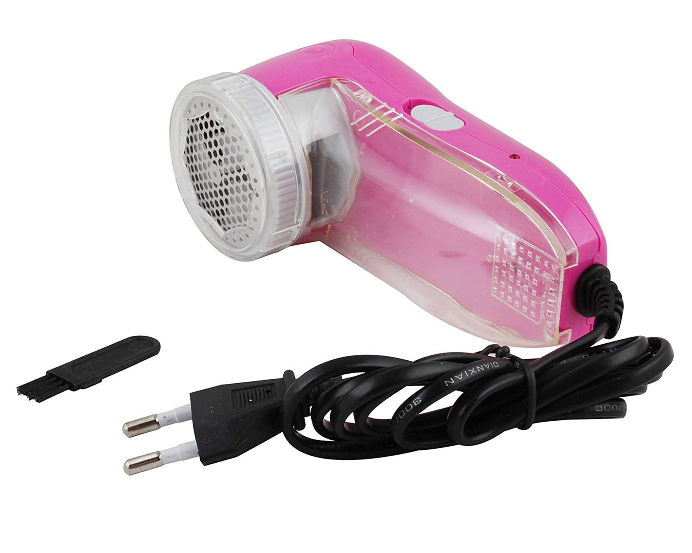 Lint remover tool in use on a woolen sweater, showcasing its effectiveness and design