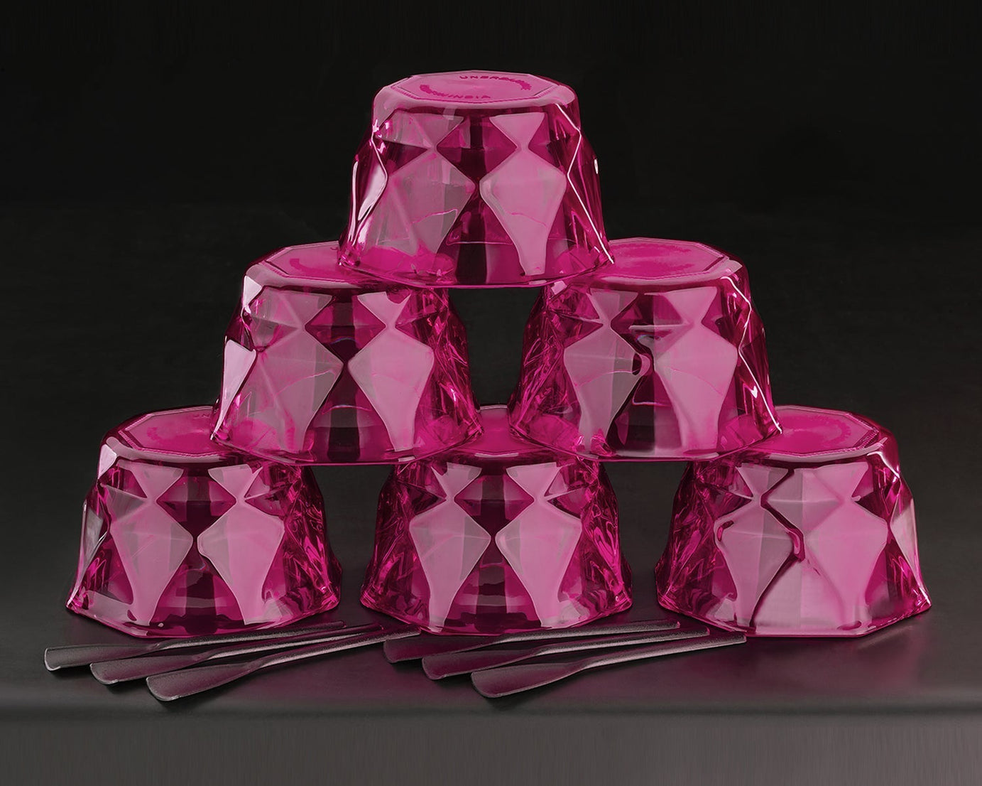 Diamond-shaped ice cream bowl set, 6 pieces.