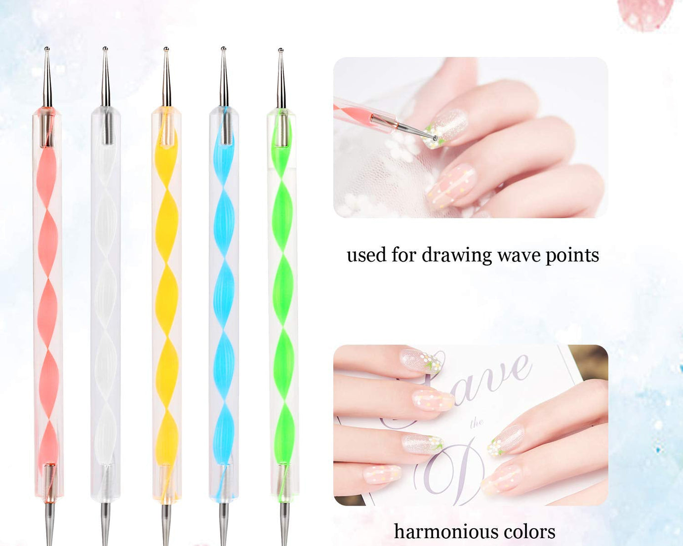 Nail Art Point Pen and Set Used by Women's for Their Fashion Purposes (Pack of 5Pcs)