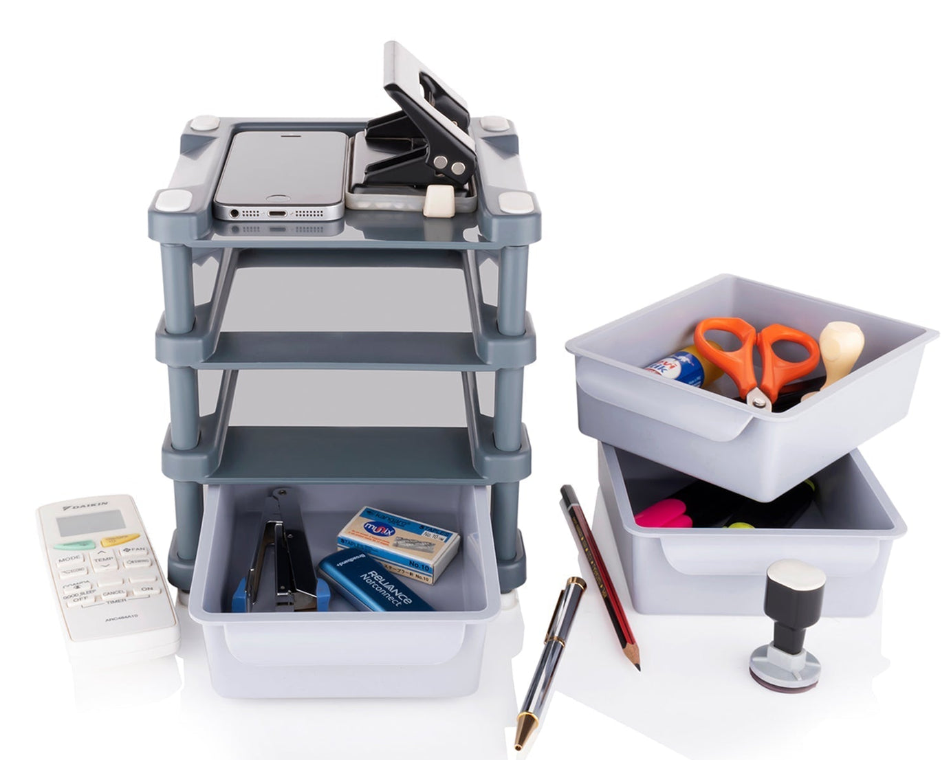 Mini 3 layer drawer unit for storing makeup equipment and cosmetics