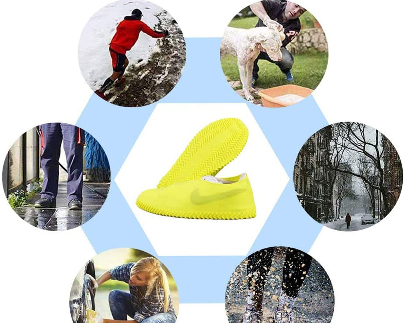 Anti-skid and reusable rain boot covers in mixed colors
