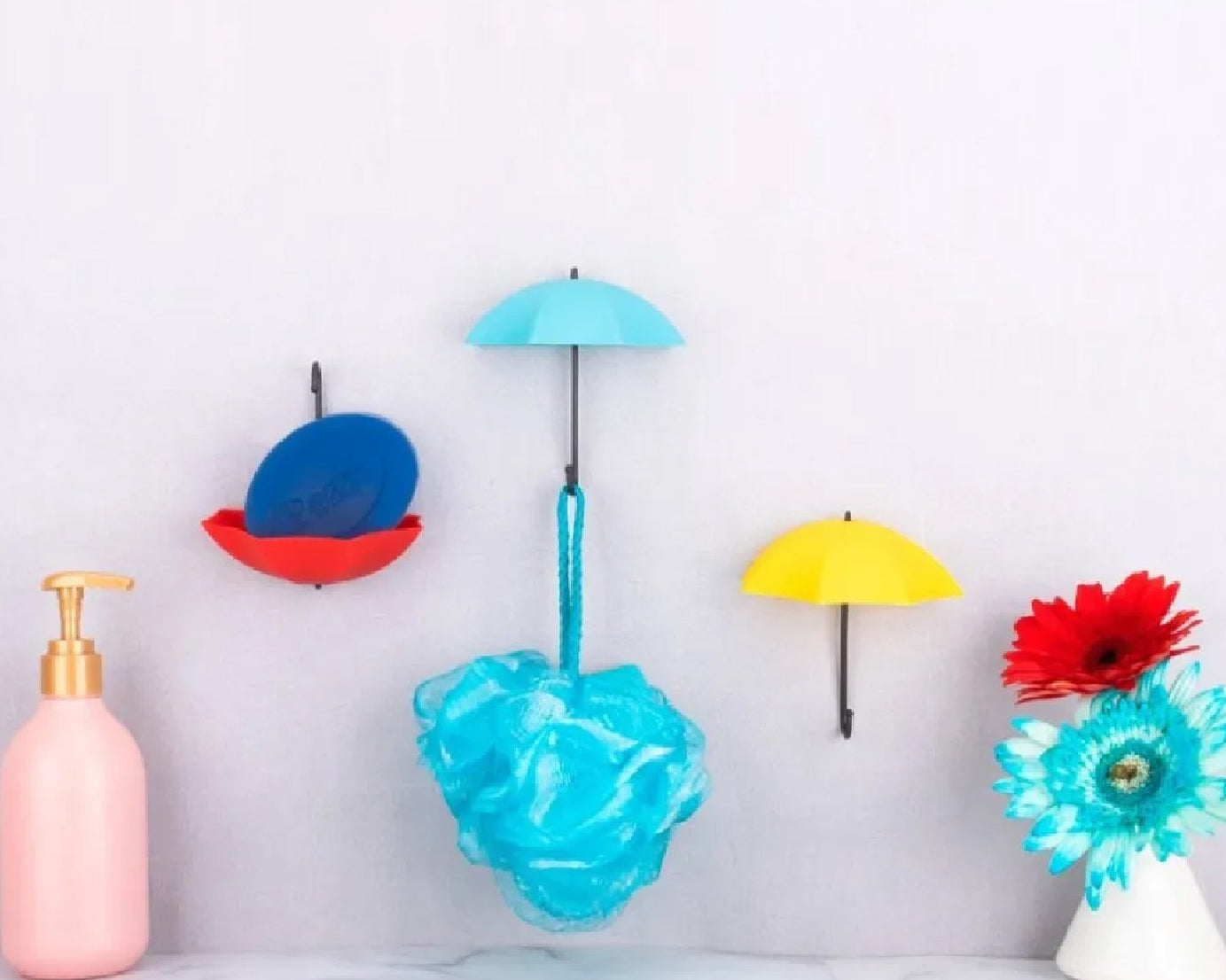 Multipurpose Umbrella Key Hat Holder Wall Hanging Hook Multicolor