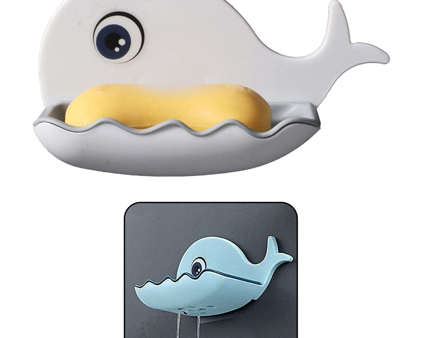 Fish-shaped soap dish holder, wall-mounted and waterproof, suitable for bar soap, comes in a pack of 2