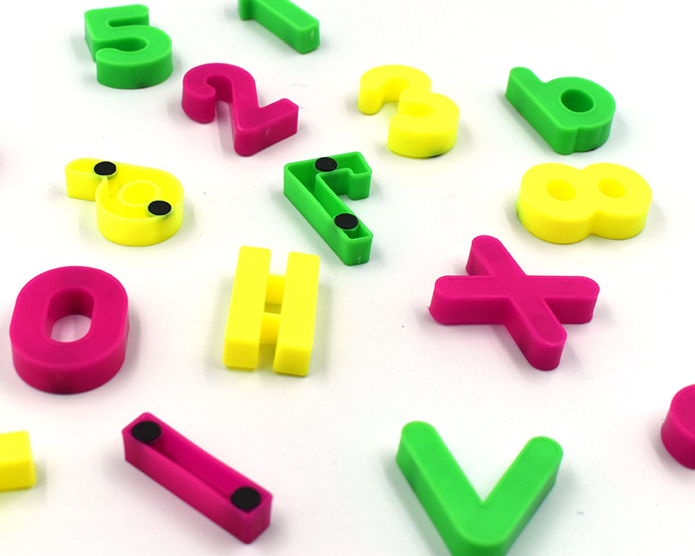 Magnetic number symbols toy, designed to aid in cognitive development.