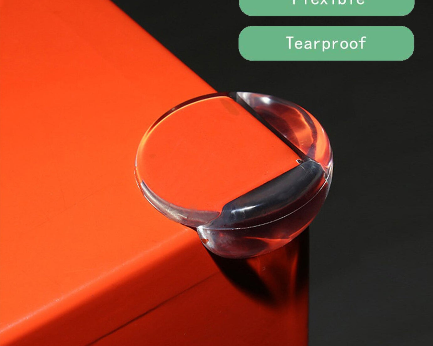 Pack of 4 clear corner protectors with durable adhesive for added safety.