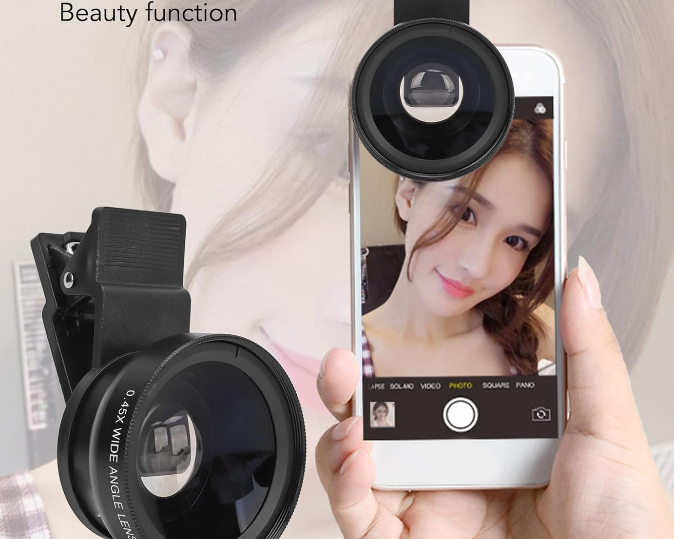 Camera Lens External Phone Lens Phone Camera Lens 0.45X Universal Ultra Wide Angle 12.5X Beauty Function External Lens Camera Accessories for Take Pictures, most Android Smartphone