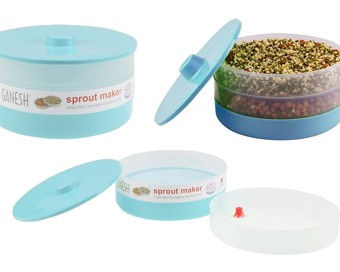 Bean bowl sprout maker by Ganesh, 1800 ml, different perspectives.
