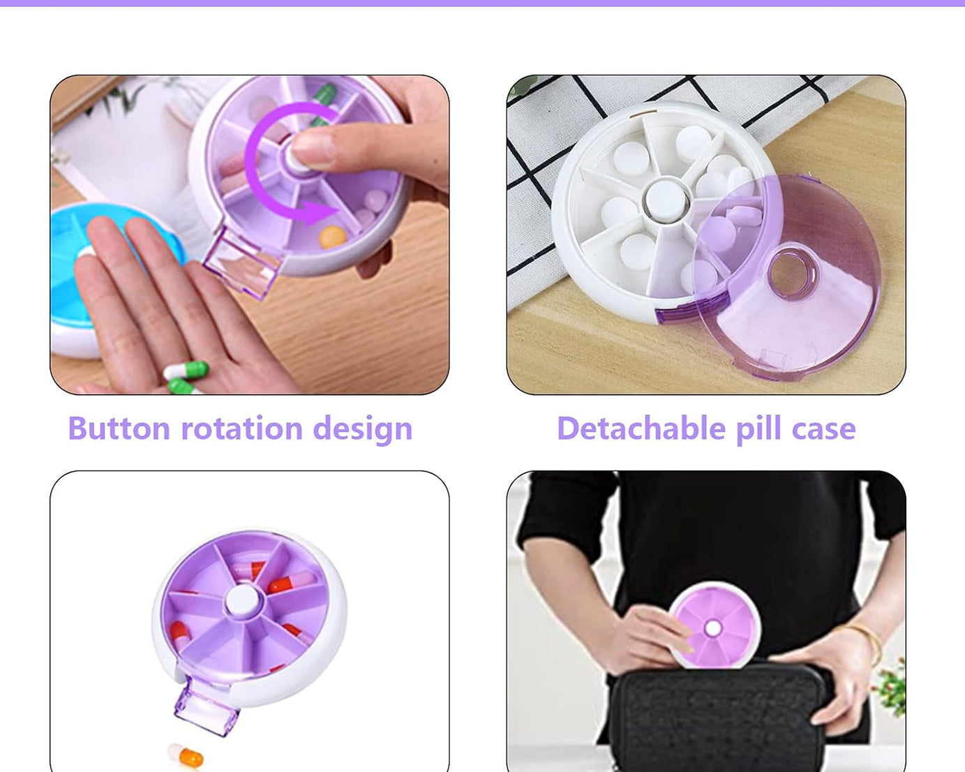 Pill Box Medicine Dispenser 7-Day Week Weekly Whee Cute Portable fruit style 7 grid seal rotation Pill Organizer Medicine Box (1 Pc)