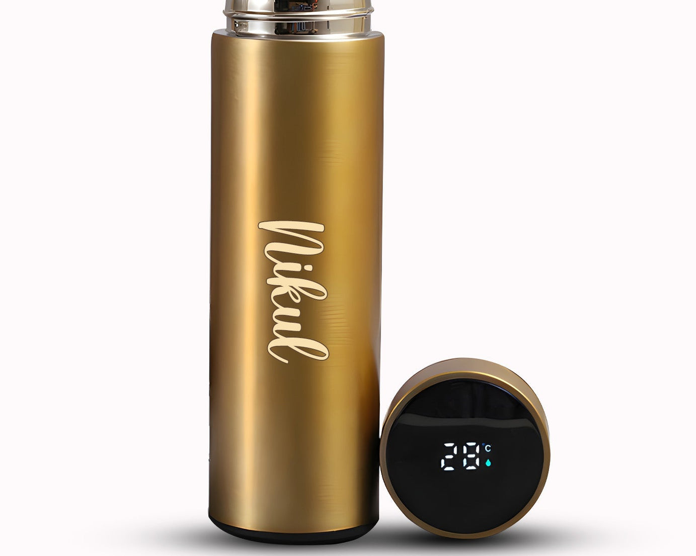 Customized/Personalized Stainless Steel Smart Water Bottle with Smart LCD Temperature Touch | Gifting Custom Name Water Bottle | Gifts for Boyfriend/Girlfriend/Employee | 500ML