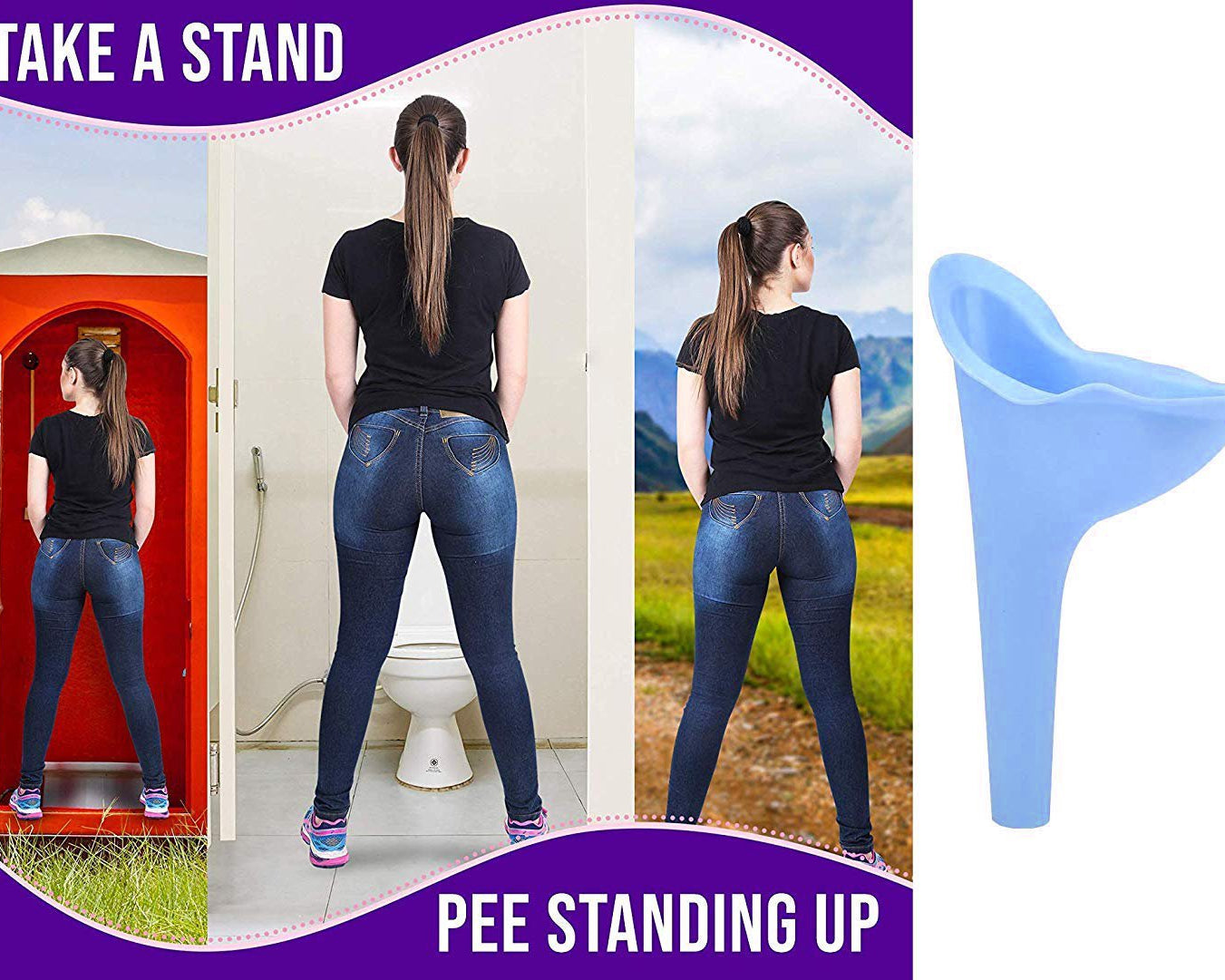 Stand and pee funnel for women, reusable and portable