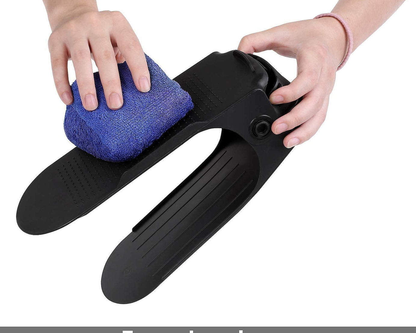 Compact folding shoe organizer with adjustable slots.