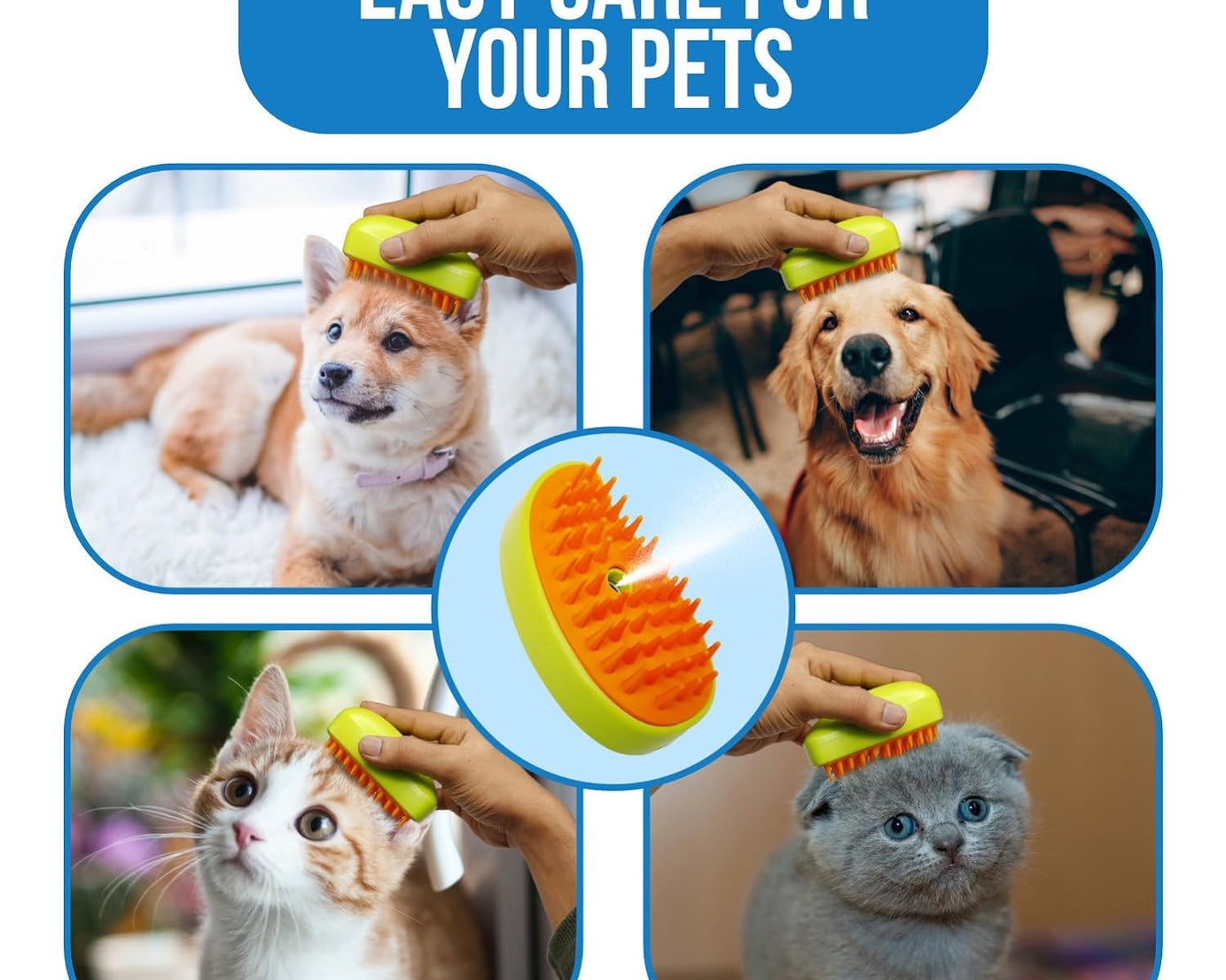 3 In1 Cat Steamy Brush, Self Cleaning Steam Cat Brush Cat Steamer Brush for Massage Cat Grooming Brush Pet Hair Removal Comb for Cat and Dog, for Removing Tangled and Loose Hair