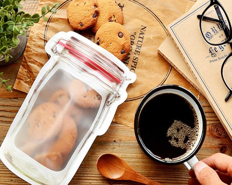 Reusable Airtight Seal Plastic Food Storage Mason Jar Zipper (500ml)