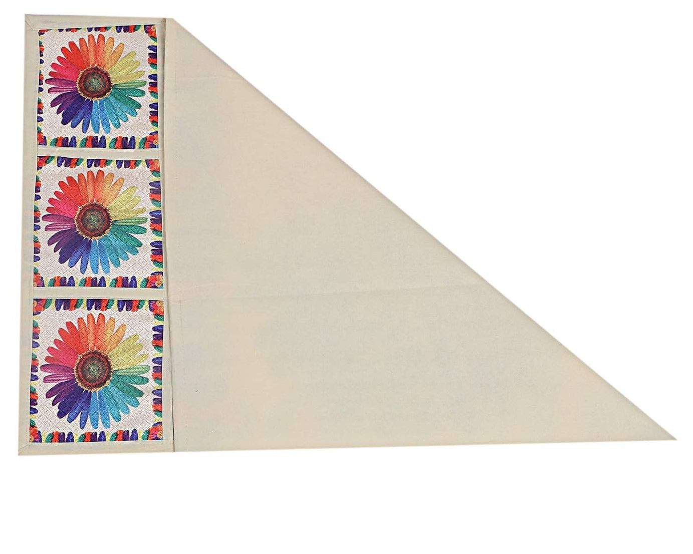 Decorative top cover for refrigerator with fruit design, white and maroon.