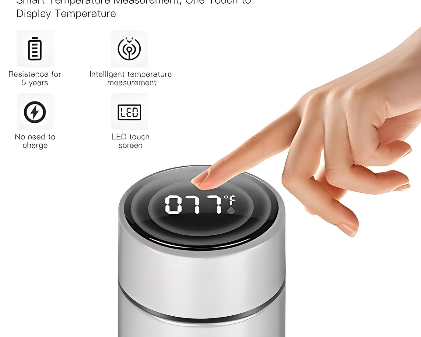 Customized/Personalized Stainless Steel Smart Water Bottle with Smart LCD Temperature Touch | Gifting Custom Name Water Bottle | Gifts for Boyfriend/Girlfriend/Employee | 500ML