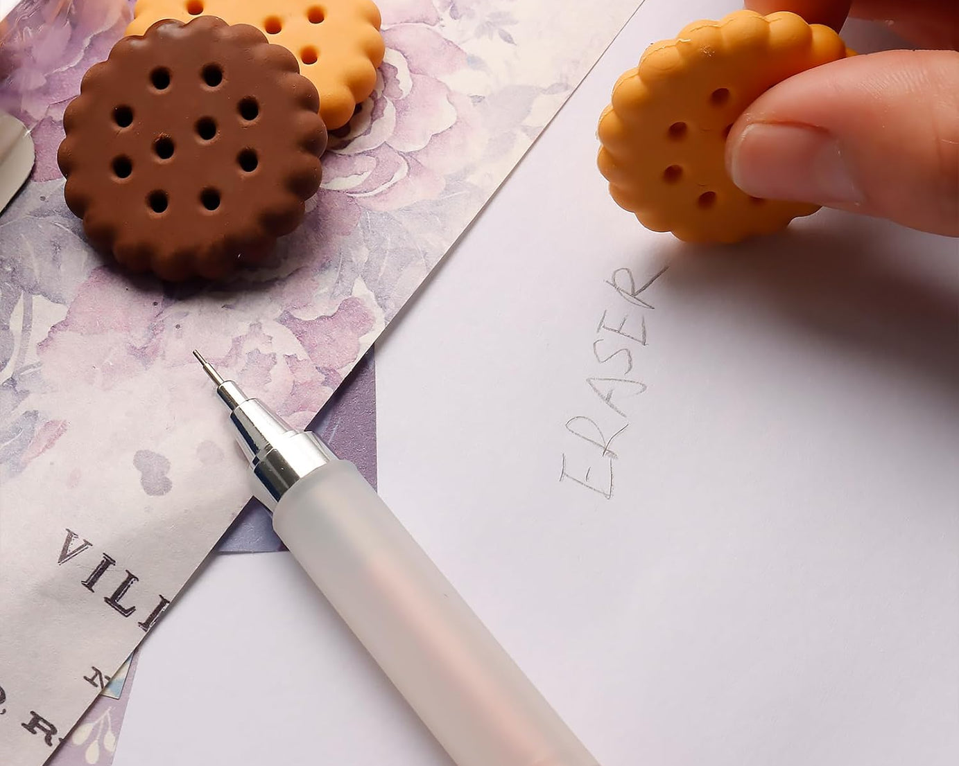 Pack of 6 Erasers Erasers Stationery School Rubber Schools Sketches Office Sign Kid Party Favour Gift Toy Gift Creative Christmas Birthday Gift in Shape Biscuits (6 Pcs Set)