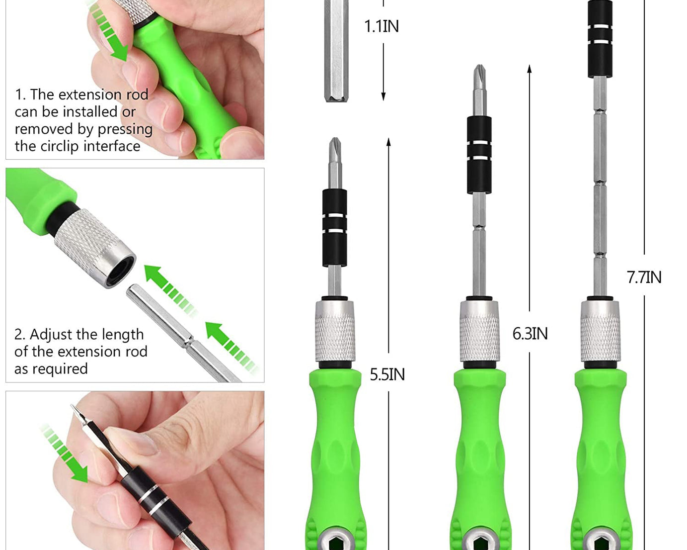 32 in 1 Mini Screwdriver Bits Set with Magnetic Flexible Extension Rod