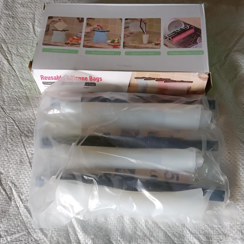Eco-Friendly Food Storage: Reusable Silicone Bags (3-Pack) - Leakproof & Safe