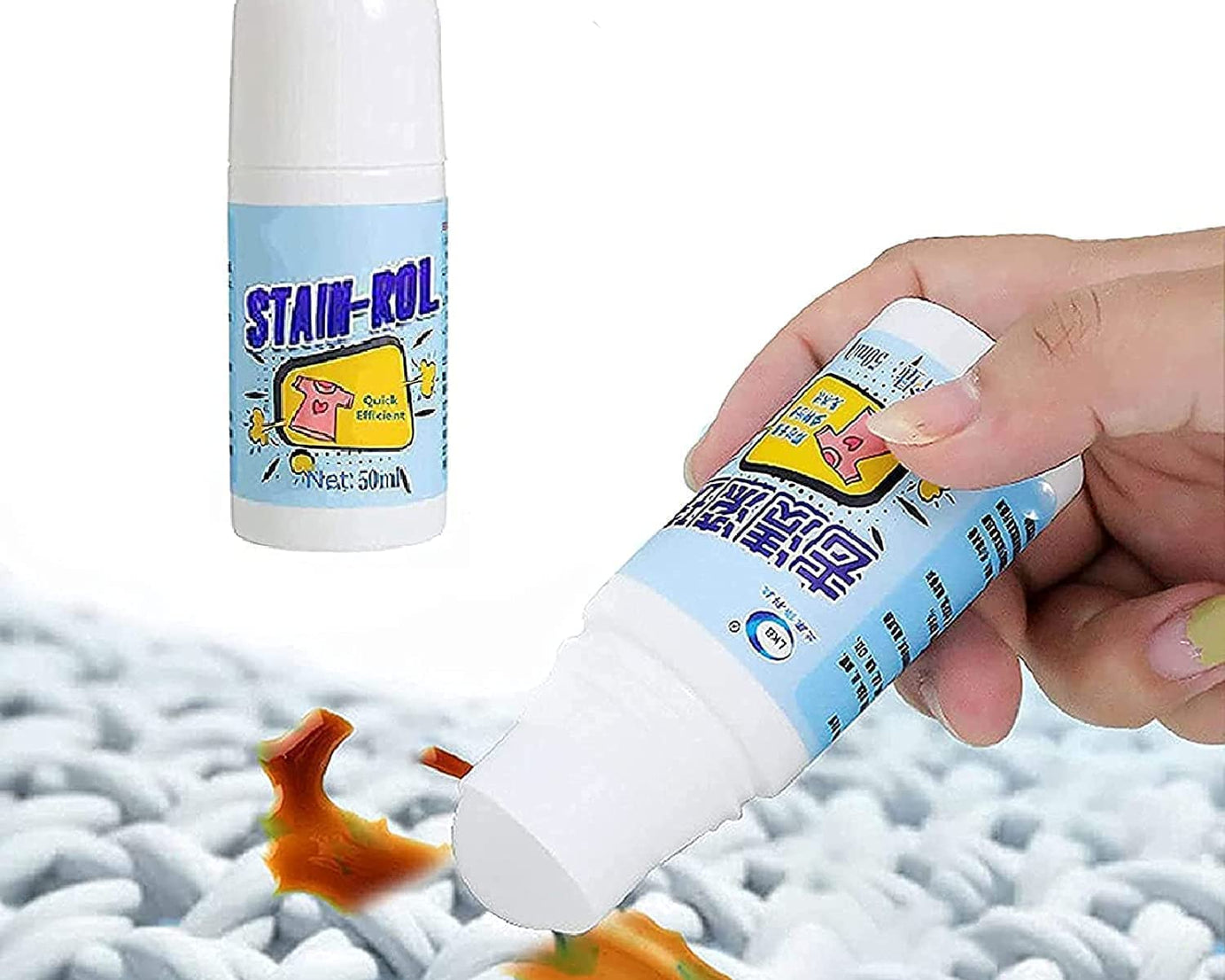 Clothes Stain Remover Bead Design Emergency Stain Rescue Roller-ball Cleaner for Natural Fabric Removes Oil Almost All Types of Fabrics