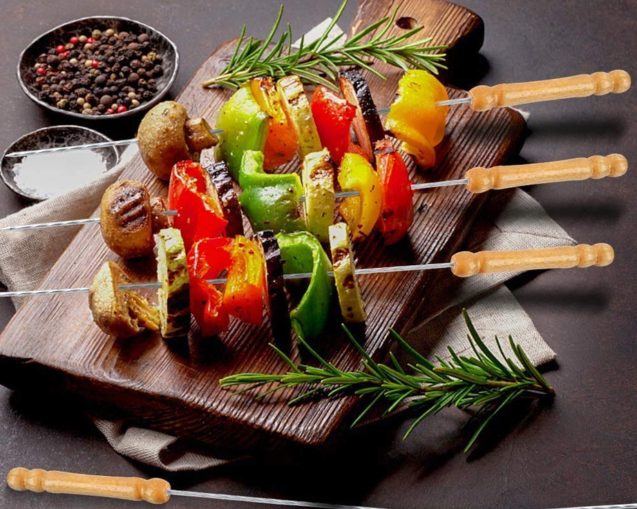 Heavy-duty tandoor grill skewers for barbecue.