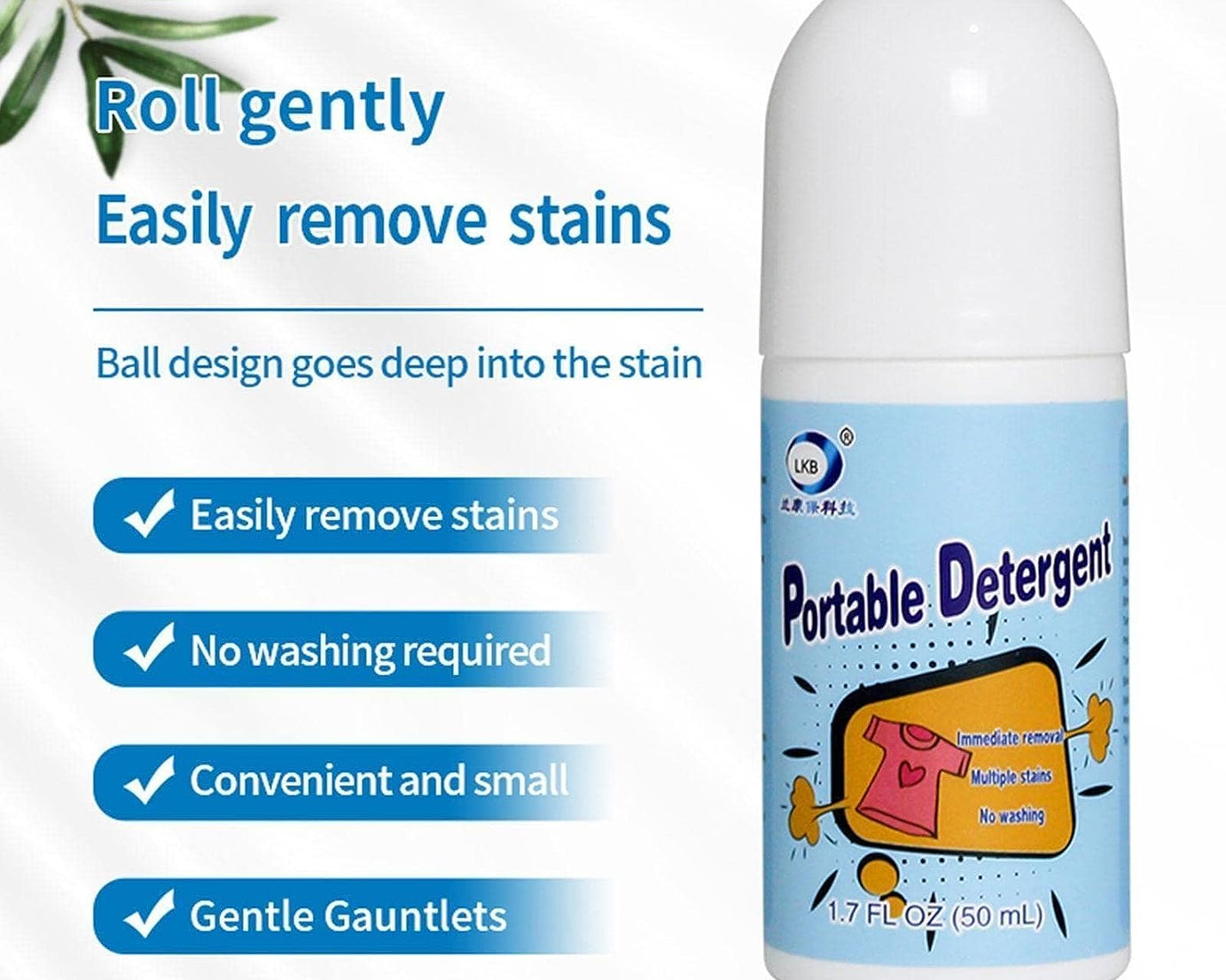 Clothes Stain Remover Bead Design Emergency Stain Rescue Roller-ball Cleaner for Natural Fabric Removes Oil Almost All Types of Fabrics