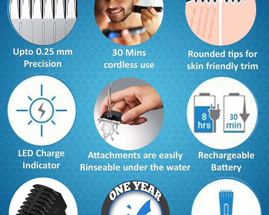 Rechargeable NS-216 cordless trimmer for men's hair and beard.