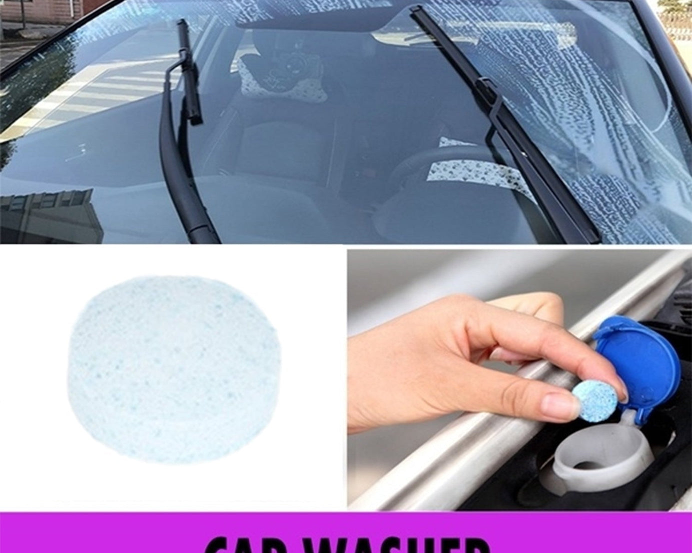 Tablets for cleaning car wipers with effervescent action
