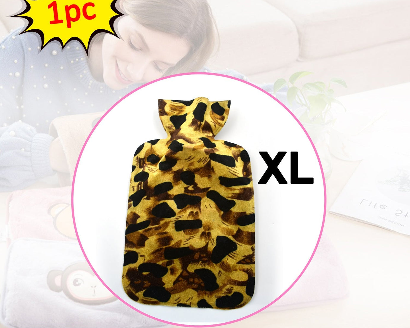 Close-up of the hot water heating pad bag, showing its texture and rubber material for effective pain relief