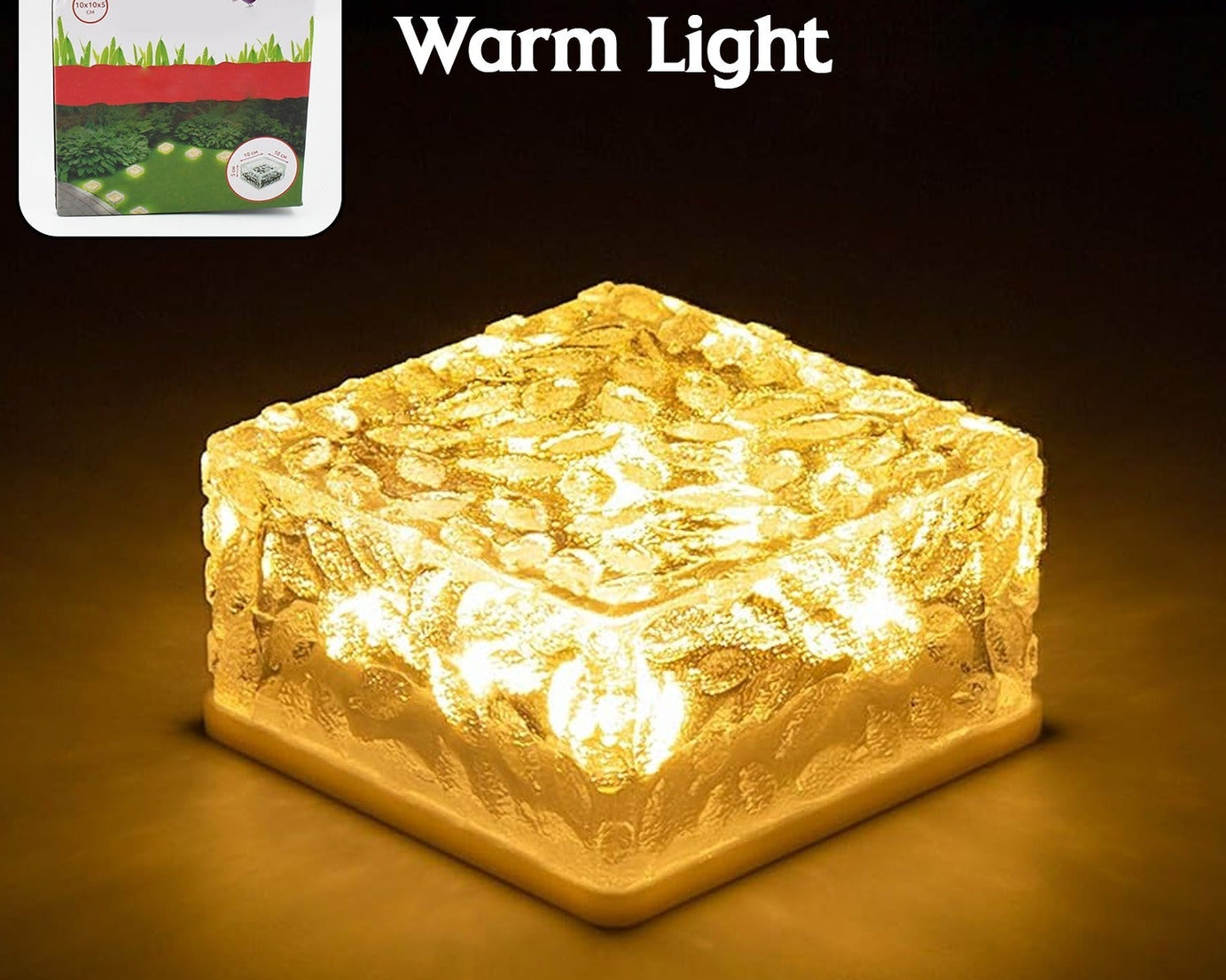 8557 Solar Ice Cube Shaped Garden Light, Ice Cube Shaped Garden Warm Light Outdoor Solar Garden Decorative Lights for Walkway Pathway Backyard Christmas Decoration Parties