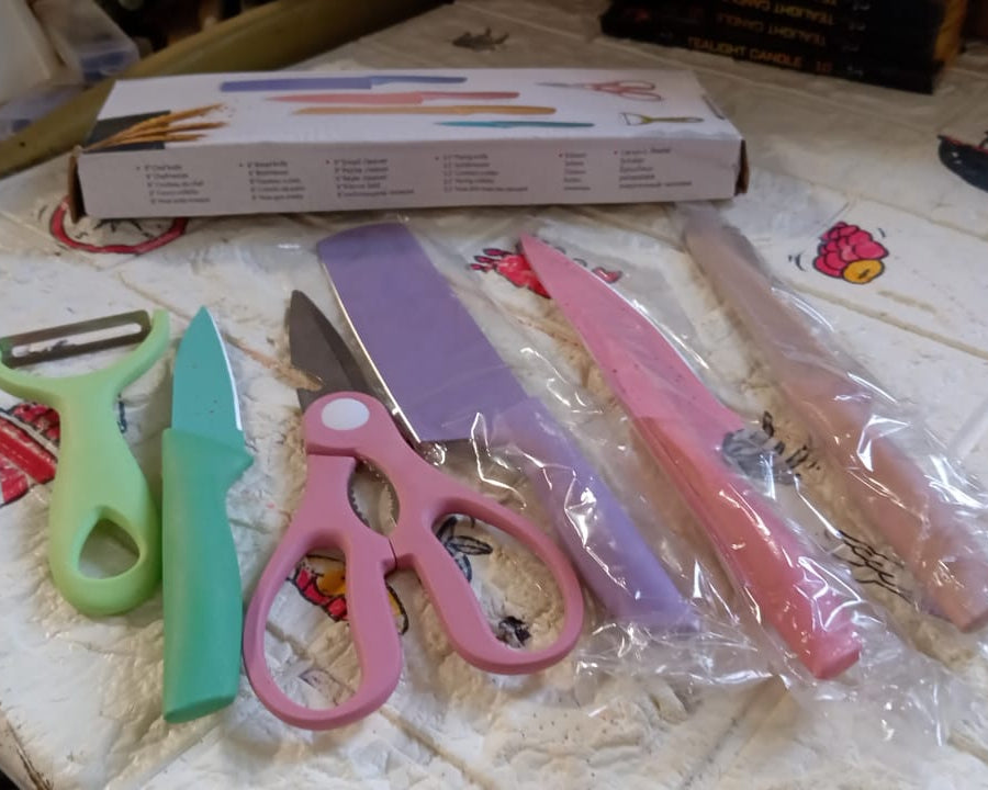 Corrugated 6Pc Kitchen Knife Set Professional Box Knife Set 6 Piece Forged Kitchen Knives with Box.